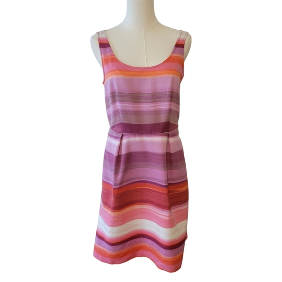 LOFT Pink Striped Sleeveless Dress Size 4 - Picture 2 of 6